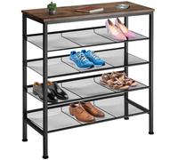 TecTake® Zapatero Entrada Recibidor Industrial, Recibidores de Entrada, Muebles de Salon de Madera, Organizador Zapatos, Estanteria - 75,5 x 30,5 x 85,5 cm Madera Industrial Oscura, Rústica