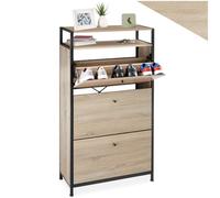 TecTake® Zapatero Entrada Recibidor, Recibidores de Entrada, Estanteria Zapatos, Organizador Zapatos, Mueble Recibidor, Mueble Zapatero - 61 x 32 x 130 cm Madera Industrial Clara, Roble Sonoma