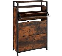 TecTake® Zapatero Entrada Recibidor, Recibidores de Entrada, Estanteria Zapatos, Organizador Zapatos, Mueble Recibidor, Mueble Zapatero - 81 x 32 x 130 cm Madera Industrial Oscura, Rústica