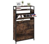 TecTake® Zapatero Entrada Recibidor, Recibidores de Entrada, Estanteria Zapatos, Organizador Zapatos, Mueble Recibidor, Mueble Zapatero - 61 x 32 x 130 cm Madera Industrial Oscura, Rústica