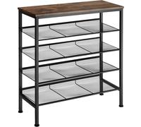 TecTake® Zapatero Entrada Recibidor Industrial, Recibidores de Entrada, Muebles de Salon de Madera, Organizador Zapatos, Estanteria - 75,5 x 30,5 x 85,5 cm Madera Industrial Oscura, Rústica