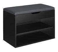TecTake® Zapatero Madera con Cojín Extraíble, Estanteria Zapatero Ajustable, Mueble Entrada Recibidor, Organizador Zapatos, Banco Madera para Guardar Zapatos - Negro