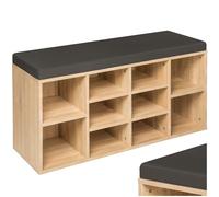 TecTake® Zapatero Madera con cojín extraíble, estanteria Zapatero Ajustable, Mueble Zapatero Entrada recibidor, Organizador Zapatos, Banco Madera para Guardar Zapatos - Gris Oscuro/Roble Claro