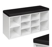 TecTake® Zapatero Madera con cojín extraíble, estanteria Zapatero Ajustable, Mueble Entrada recibidor, Organizador Zapatos, Banco Madera para Guardar Zapatos - Negro/Blanco