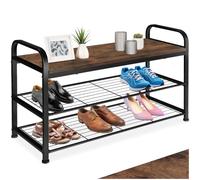 TecTake® Zapatero Madera, Zapatero Entrada Recibidor, Estanteria, Organizador Zapatos,Recibidores de Entrada, Mueble Recibidor, Muebles - 91 x 36 x 55 cm Madera Industrial Oscura, Rústica