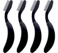 TecUnite 4 paquetes de peine plegable para pestañas, dientes de acero inoxidable, cepillo de maquillaje para cejas y pestañas (negro)