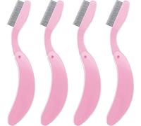 TecUnitePeine de pestañas plegable, acero inoxidable, cepillo de maquillaje para cejas, pestañas y cejas, , , 4 rosa, 1 uds. por paquete, ]