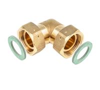 tecuro Ángulo de 90°, tuerca de unión en ambos lados de 1 pulgada (sellado plano) - MS-blank CW617N según el Reglamento de agua potable 50930-6