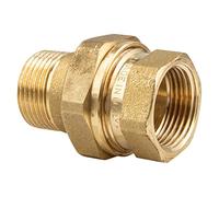 tecuro Atornillado de latón de 1 pulgada IG x AG de sellado plano, incluye junta de prensa HD, latón CW617N según el Reglamento de agua potable 50930-6