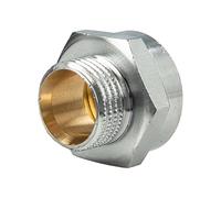 tecuro Extensión reductora de rosca exterior G 1/2 pulgadas x rosca interior Rp 3/4 pulgadas, latón CW617N según el Reglamento de agua potable 50930-6, cromado brillante