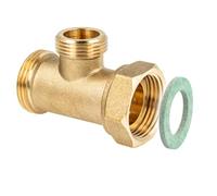 tecuro Pieza en T de 1 pulgada AG x 3/4 pulgadas AG x 1 pulgadas ÜWM, latón blanco, CW617N, según el Reglamento de agua potable 50930-6, sellado plano, incluye junta de prensa HD