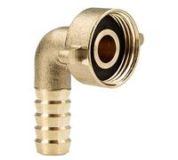 tecuro Racor de manguera de 3/4 pulgadas ÜWM x 90° de diámetro 10 mm - latón desnudo, boquilla de manguera en ángulo duradera para conexiones seguras de manguera