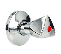 tecuro Tapa de grifo de 3/4 pulgadas para válvulas de cierre empotradas - Agua caliente roja - Parte superior de válvula de latón con mango de campana triangular, roseta de pared 70 mm