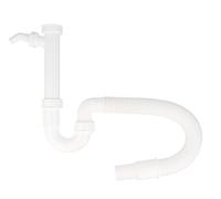 tecuro Tapón antiolores 1 1/2 pulgadas para conexión a la pared Ø 40/50 mm, con conexión para dispositivos para mangueras de desagüe Ø 19-23 mm, para fregaderos, plástico blanco
