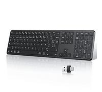 TECURS Teclado inalámbrico Bluetooth Teclado recargable AZERTY 2.4G Wireless Keyboard con 3 canales Bluetooth, Ultrafino, para Apple MacOS, ordenador, iOS, Android, PC,
