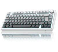 TECURS Teclado mecánico para juegos: 75% ISO-FR inalámbrico de intercambio en caliente, montaje en cesta, RGB, MK209 teclado para juegos AZERTY con knob, teclado tri-modo TKL, teclas PBT, sonido