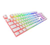 TECWARE Pudding - Juego de teclas PBT con extractor de teclas, teclas completas de 112 teclas, doble disparo para teclados mecánicos, perfil OEM, teclas de juego estilo gelatina transparente y blanca,