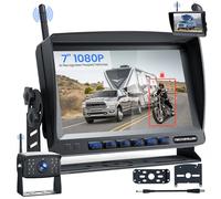 TECXERLLON - Cámara trasera inalámbrica, HD 1080P con detección AI, 7'' kit DVR visión nocturna impermeable IP69 para camping car caravan camión remolque T5