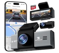 TECXERLLON Dash CAM, Cámara Dual 4K Frontal y Trasera con ADAS, Ángulo 170°/150°, Visión Nocturna Sin Luz, GPS, WDR, G-Sensor, App, Modo Parking 24H, Tarjeta 128GB Incluida, RXZ-X6