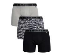 Ted Baker 3-Pack Cotton Boxer Brief Ropa Interior de Hombres, Gris Jaspeado, Azul Retro Geo y Negro, L