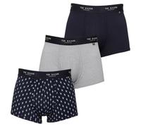 Ted Baker bóxer Hombre Paquete Tres - Azul/Gris/Azul Geométrico Desteñido - M