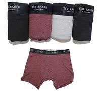 Ted Baker Calzoncillos tipo bóxer para hombre, paquete múltiple, paquete de 4, de algodón, elástico, lujoso, ropa interior cómoda, rosso, M