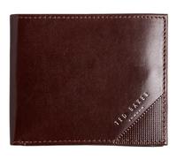 Ted Baker Cuero Monedero Embossed Corner Leather Bifold Coin Wallet Brown marrón Oscuro