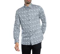 Ted Baker de los hombres Camisa ajustada con estampado floral pequeño, Blanco