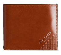 Ted Baker London Prugs Embossed Corner Leather Bifold Coin Wallet, Accesorio de Viaje-Billetera Plegable para Hombre, Tan, Talla única