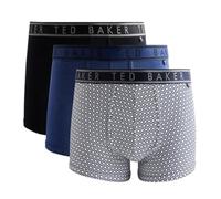 Ted Baker Paquete de 3 calzoncillos de algodón con estampado, Negro/Azul Marino/Azul Estate, XL