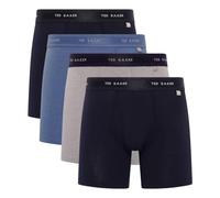 Ted Baker Paquete de 4 calzoncillos tipo bóxer de algodón elástico azul marino (azul marino, azul y gris) para hombre, talla L, Azul marino, gris y azul, L