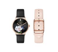 Ted Baker Phylipa Iconic TWG0240009I - Reloj de pulsera para mujer, correa de cuero negro y rosa, Negro -