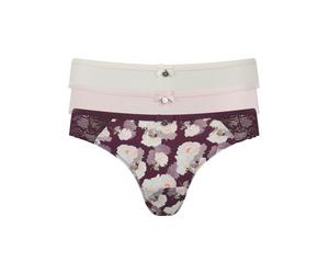Ted Baker Pixie 3pk Print And Plain Brief Berry Floral / Whisper White Talla: M | Calzoncillos Outlet | Mujer | Blanco