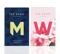 Ted Baker Set de Perfumes M y W para mujer y hombre Eau de Toilette, incluye M con notas únicas de haba tonka y almizcle, y W con notas de hoja de higuera, peonía blanca y violeta, 2 x 75 ml