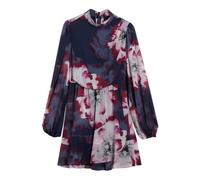 Ted Baker WMD-Aracely-Printed Long Sleeve Neck Tie Mini Dress Vestido Informal de Negocios, Azul Marino, 36 para Mujer