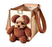Ted-dy Bear Dog Carrier Bag, 2 - N 1 Multifuncional Pet Handbag Furry Ears | Interior espacioso y transpirable, 34 x 24 x 16,5 cm, para viajes, senderismo, compras, commuting y salida