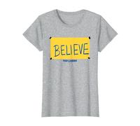 Ted Lasso Believe Sign Camiseta, Mujer, Gris Jaspeado, L