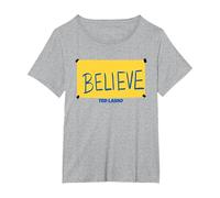 Ted Lasso Believe Sign Camiseta, Mujer Tallas Grandes, Gris Jaspeado, 1XL Grande