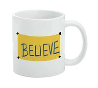 Ted Lasso Believe Sign - Taza de café de cerámica, novedosa taza de regalo para café, té y bebidas calientes, 325 ml, color blanco