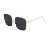 Ted Smith Gafas de sol cuadradas de moda para hombre y mujer, borde completo y protección 100% UV, lentes grises y montura de metal, grandes, (58-18-145)