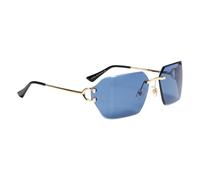 Ted Smith Lentes de sol rectangulares unisex con lentes azules y dorados