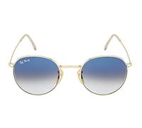 Ted Smith Moon - Gafas de sol redondas con protección UV para hombres y mujeres, lentes de cristal, cuerpo de metal, Marco dorado/Lente degradado azul