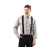 Ted Williams Tirantes para Pantalones de Hombre - Tirantes Negros Ajustables para Pantalón en Forma de X con 4 Cierres de Clips - Suspensores 4 cm de Grosor para Hombres