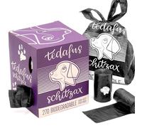 TEDAFUS Bolsas para excrementos de perro, ecológicas, biodegradables, rollos de recambio gruesos con asas de amarre, bolsas fuertes, bolsas 100% a prueba de fugas sin perfume (negro, 1 caja, 270)