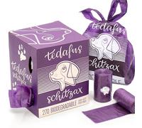 TEDAFUS Bolsas para excrementos de perro, ecológicas, biodegradables, rollos de recambio gruesos con asas de amarre, bolsas fuertes, bolsas 100% a prueba de fugas sin perfume (morado, 1 caja, 270)