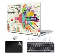 TeDaWen Funda Compatible con MacBook Air 13 Pulgadas 2023-2018， Modelo：M1 A2337 A2179 A1932,Carcasa Rígida Protector de Plástico Cubierta & EU Teclado Cubierta & Pantalla Protecto,Cerebro Creativo