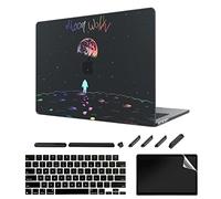 TeDaWen - Funda Mate para MacBook Air de 13,6" (Modelo de Lanzamiento 2022: Chip A2681 M2), Funda para portátil, Funda para Teclado y Protector de Pantalla, (Negro Mate Star Moon Explorer) K2