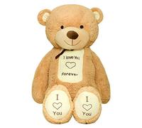 TEDBI Oso de Peluche Gigante 160cm | Beige | Gran Oso de Peluche de Juguete de Regalo de cumpleaños del corazón XXL Teddy Bear con Bordado Te Amo para Siempre