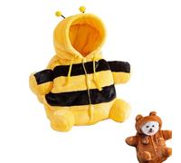 Teddy Bear Dog Bag, Cat Puppy Plush Outing Backpack, Adjuable Carrier Soft Sided Folding, with Harness Clipfor Protection, Outdoor Indoor Use (Bee,Medium)