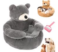 Teddy Bear Dog Bed with Hugging Arms,Soft Warm Comfortable Plush Cuddler Dog Bed,Cute Pet Sofa with Detachable Washable Cover & Non-Slip Bottom,Cozy Pet Nest for Cat and Dogs (Grey, XL(30.3in))